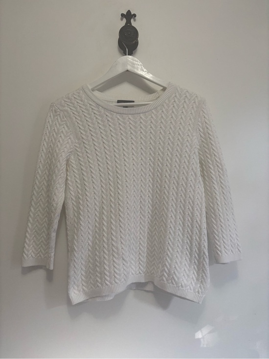 Lord & Taylor Sweaters - Lord & Taylor White Cotton Knit Crewneck Sweater